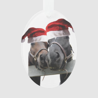 2 Pferde Küssen mit Weihnachtsmänteln für XMAS Ornament