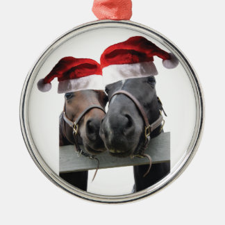 2 Pferde Küssen Weihnachtsmänner für Weihnachten Ornament Aus Metall