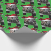 2 Pferde Küssen Weihnachtsmannmützen tragen Geschenkpapier (Ecke)