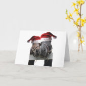 2 Pferde mit Santa Claus Hats Karte (Gelbe Blume)