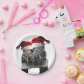 2 Pferde mit Santa Claus Hats Pappteller (Party)
