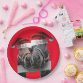 2 Pferde mit Weihnachtsmänner Pappteller (Party)