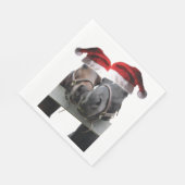2 Pferde mit Weihnachtsmänner zu Weihnachten Serviette (Ecke)