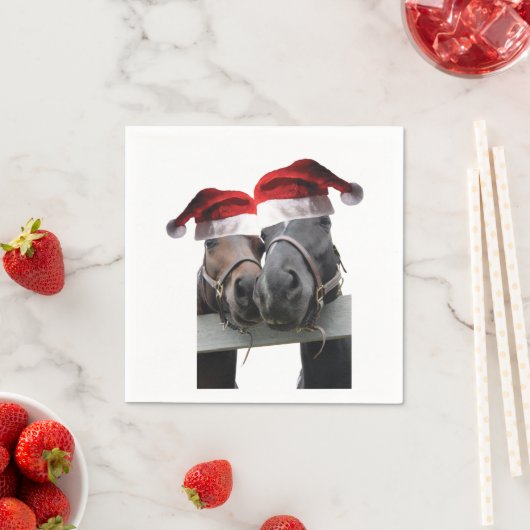 2 Pferde mit Weihnachtsmänteln Serviette (Beispiel)