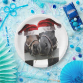 2 Pferde mit Weihnachtsmänteln zu Weihnachten Pappteller (Party)