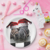 2 Pferde mit Weihnachtsmänteln zu Weihnachten Pappteller (Party)