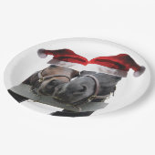 2 Pferde mit Weihnachtsmänteln zu Weihnachten Pappteller (Schrägansicht)