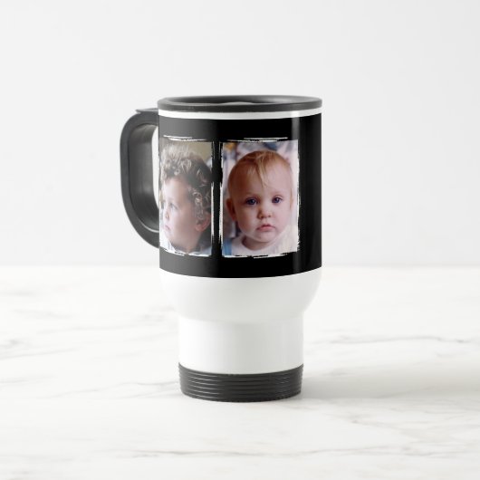 2 photo custom text white black reisebecher (Vorderseite Links)