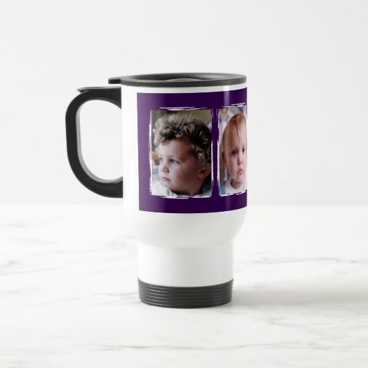 2 photo custom text white purple reisebecher (Links)