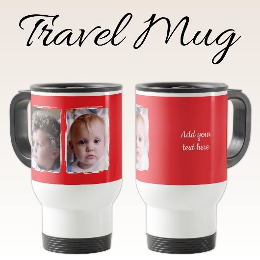 2 photo custom text white red reisebecher