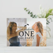 2 Photo Double Graduation Party Einladung (Stehend Vorderseite)
