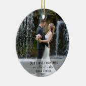 2 Photo First Christmas Married as Mr. & Mrs. Keramik Ornament (Rechts)