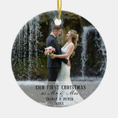 2 Photo First Christmas Married as Mr. & Mrs. Keramik Ornament (Vorne)