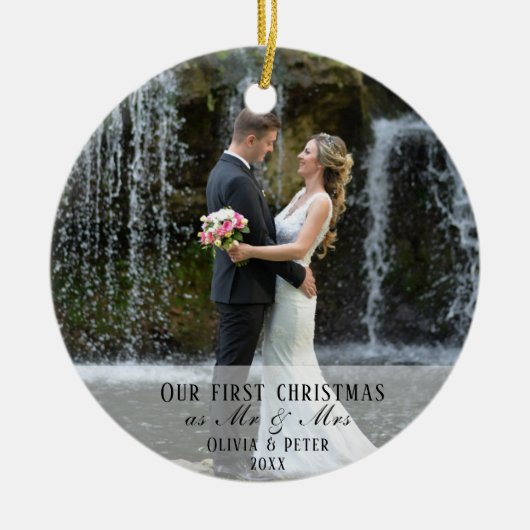 2 Photo First Christmas Married as Mr. & Mrs. Keramik Ornament (Vorne)