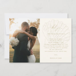 2 Photo Gallery QR Code Ivory & Gold Shell Wedding Dankeskarte