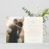 2 Photo Gallery QR Code Ivory & Gold Shell Wedding Dankeskarte (Stehend Vorderseite)