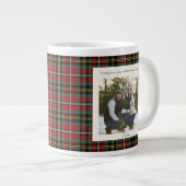 2 Photo Green Red Plaid Monogram Rustic Christmas Jumbo-Tasse (Vorderseite Rechts)