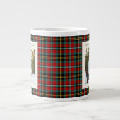 2 Photo Green Red Plaid Monogram Rustic Christmas Jumbo-Tasse (Vorderseite)