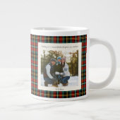 2 Photo Green Red Plaid Monogram Rustic Christmas Jumbo-Tasse (Rechts)