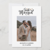 2 Photo Just Married Script Wedding Christmas Dankeskarte (Vorderseite)