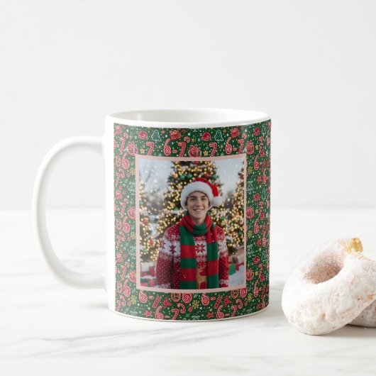 2 Photo Ornament 6-7 Meme Christmas Doodles Kaffeetasse (Mit Donut)