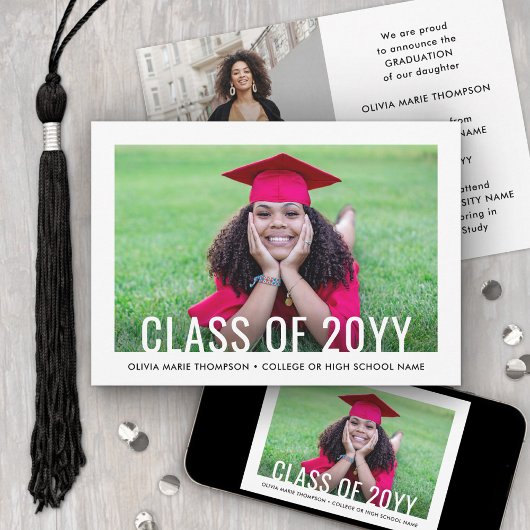 2 Photo Simple Modern Bold Class Year Graduation Ankündigung