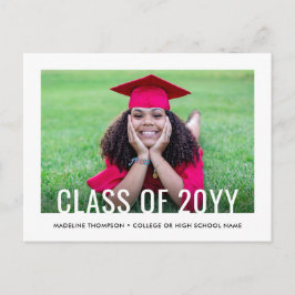 2 Photo Simple Modern Bold Class Year Graduation Ankündigungspostkarte