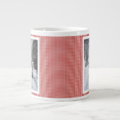 2 Photo Trendy Red Plaid Rustic Christmas Gift Jumbo-Tasse (Vorderseite)