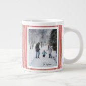2 Photo Trendy Red Plaid Rustic Christmas Gift Jumbo-Tasse (Rechts)