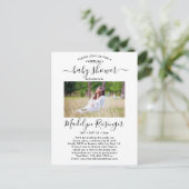 2 Photo Virtual Baby Shower by Mail Modern Script Einladungspostkarte (Stehend Vorderseite)