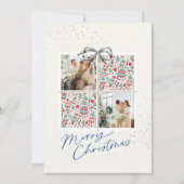 2-Photo X-mas Present Card Ugly Sweater Silver Bow Einladung (Vorderseite)