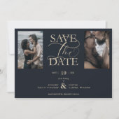 2 Photos Blue Chic Trendy Collage Wedding Covid19 (Vorderseite)