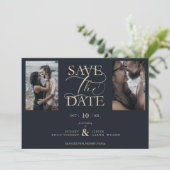 2 Photos Blue Chic Trendy Collage Wedding Covid19 (Stehend Vorderseite)