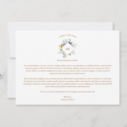 2 Photos Chic Romantic Lilac Shades Floral Bouquet Save The Date (Rückseite)