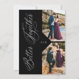 2 Photos Collage Silver Whimsical Luxury Modern Einladung