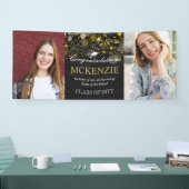 2 Photos Congratulations Golden Bokeh Graduation Banner (Messe)