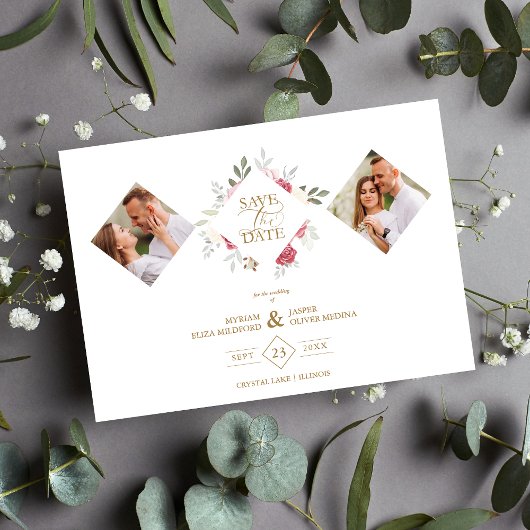 2 Photos Fancy Romantic Pink Shades Floral Bouquet Save The Date