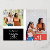 2 Photos Graduates Simple Graduation Real Folieneinladung (Vorderseite)