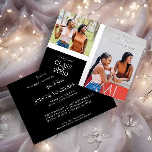 2 Photos Graduates Simple Graduation Real Folieneinladung