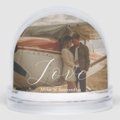 2 Photos Love Name Simple Modern Script Couple Schneekugeln (Vorderseite)