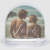 2 Photos Love Name Simple Modern Script Couple Schneekugeln (Rückseite)