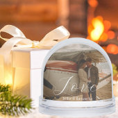 2 Photos Love Name Simple Modern Script Couple Schneekugeln