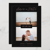2 Photos Modern Collage Wedding Wimshical Script Save The Date (Vorne/Hinten)