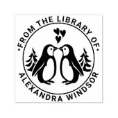 2 Pinguine Kissing, Hearts Library Book Name Permastempel (Design)