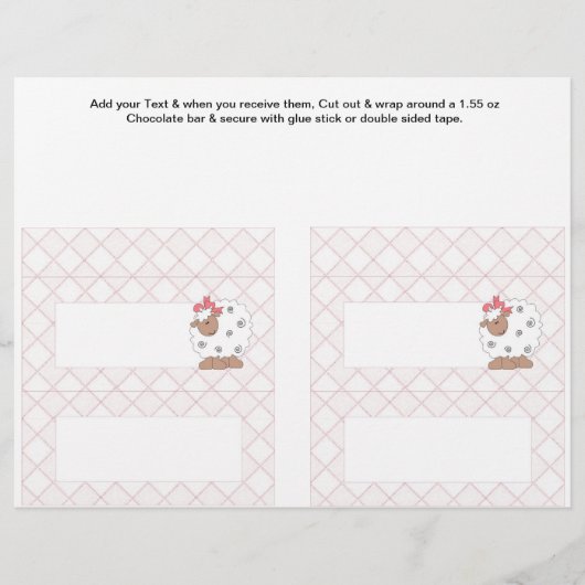 2 Pink Baby Dusche Gefallen für Custom Candy Bar W Flyer (Vorne)