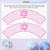 2 Pink Bat Mitzvah Custom Cupcake Wrappers Flyer (Einzeln)