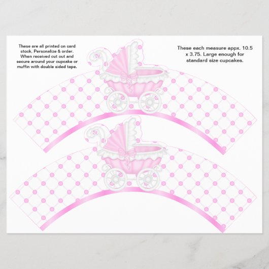 2 Pink Carriage Baby Personalisiert Cupcake Wrappe Flyer (Vorne)