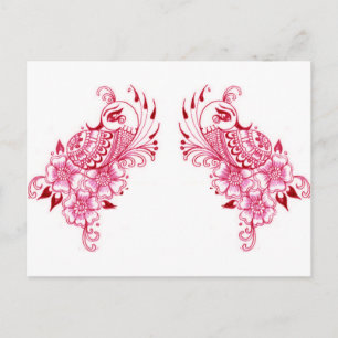 2 Pink Mehndi Henna Pfauenkunst Postkarte