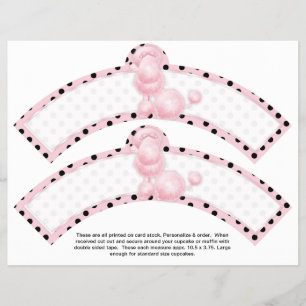 2 Pink Poodle Geburtstag Custom Cupcake Wrappers Flyer