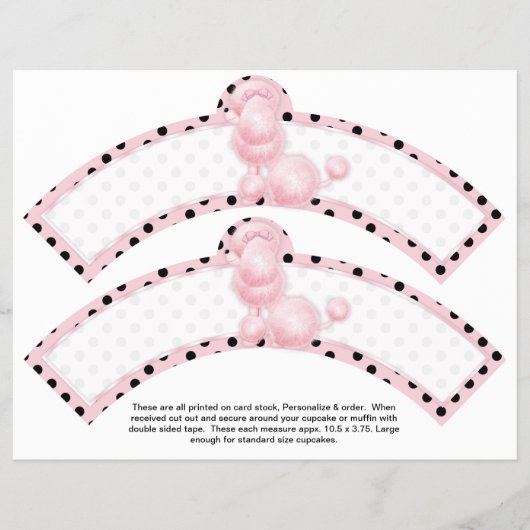 2 Pink Poodle Geburtstag Custom Cupcake Wrappers Flyer (Vorne)